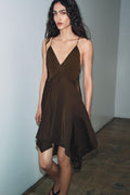 Vestido com babados assimétricos ZW Collection marrom