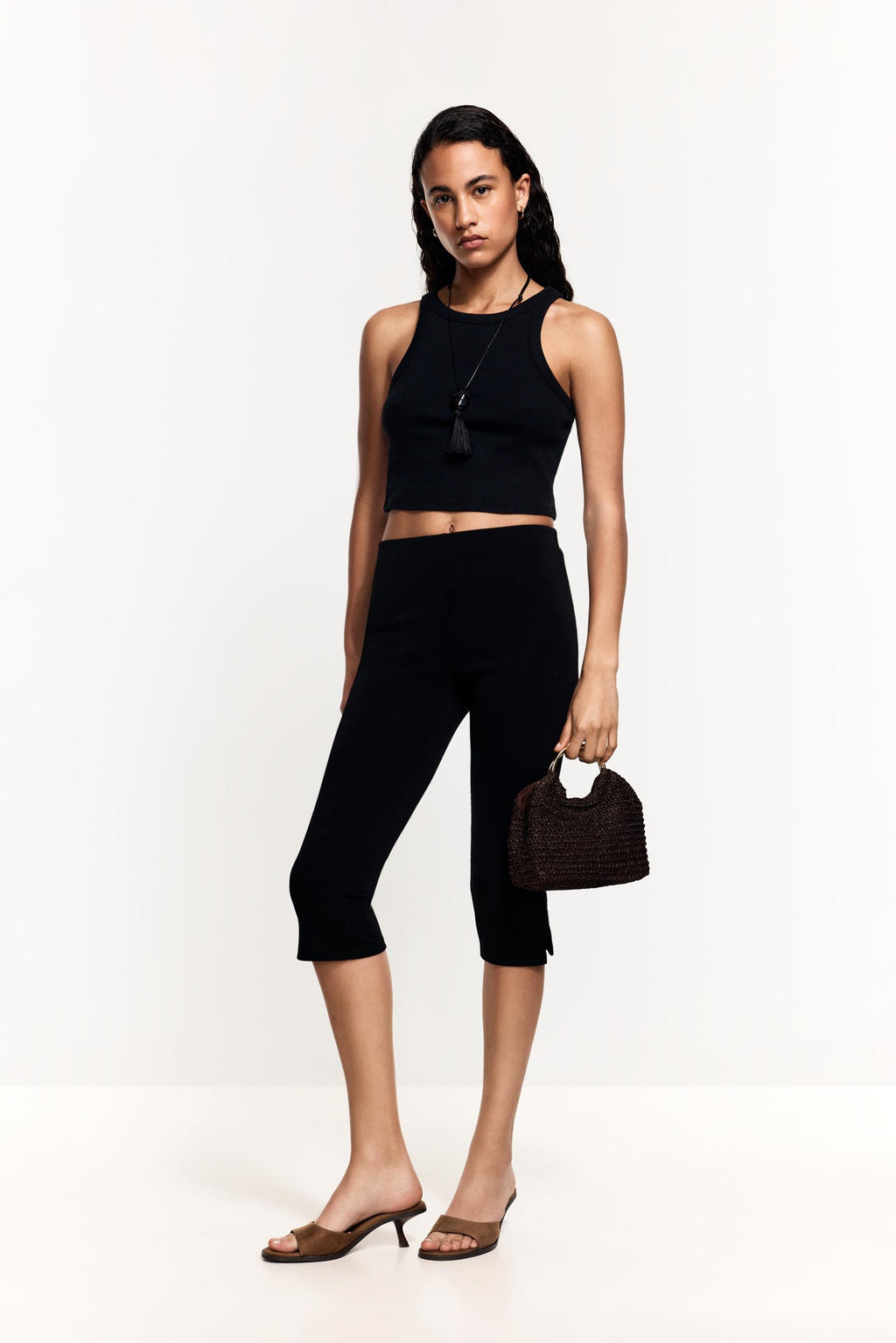 Top cropped nadador preto