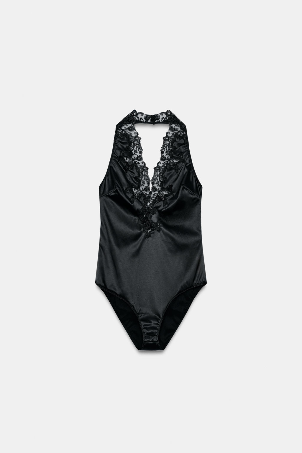 Body halter de cetim com renda ZW Collection