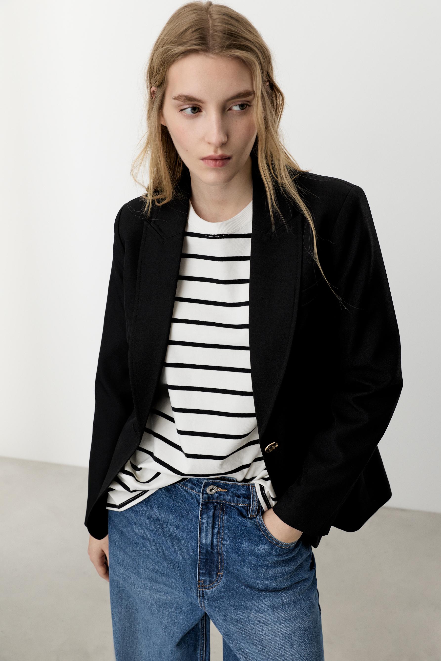 Blazer entalhado preto