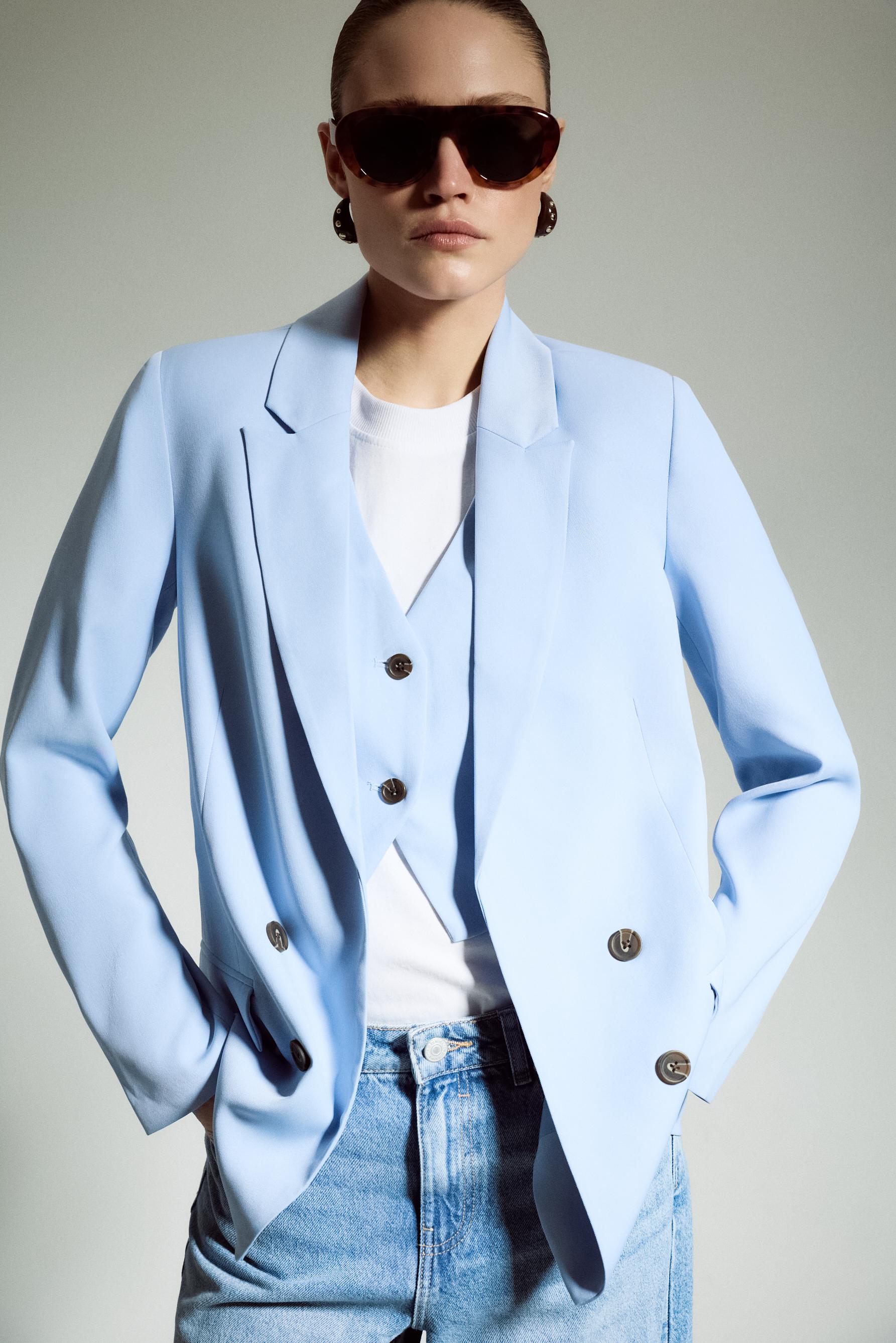 Blazer básico azul celeste
