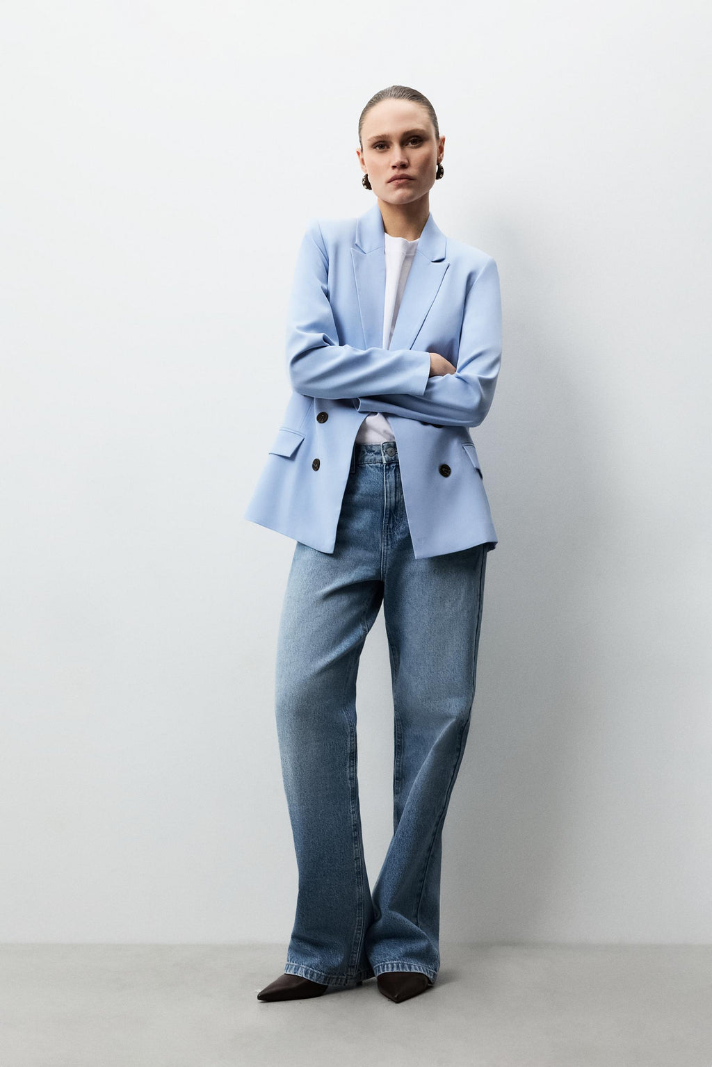 Blazer básico azul celeste