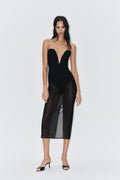 Vestido body de tule preto com decote coração